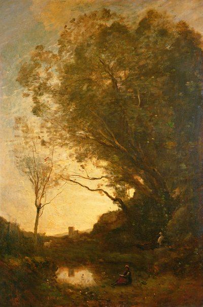 The Evening by Jean Baptiste Camille Corot